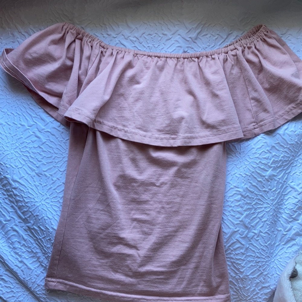 off the shoulder pink top